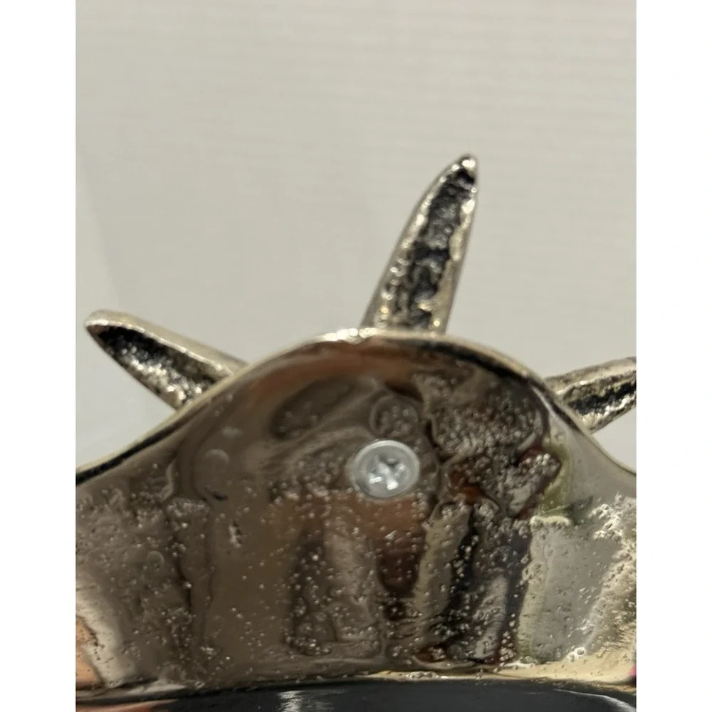 Metal Trinket Change Dish Silver Color Water Fish 7 inches Textured Footed Cute